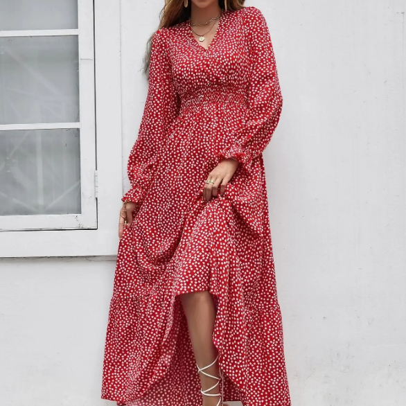 Women's - Bohemian Ruffle Dress - Lightweight Summer Fabric - Trendy Boho Style for Outings