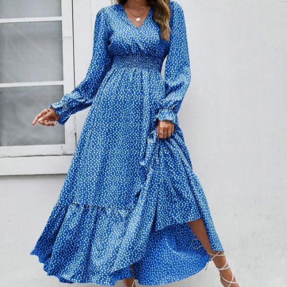 Women's - Bohemian Ruffle Dress - Lightweight Summer Fabric - Trendy Boho Style for Outings