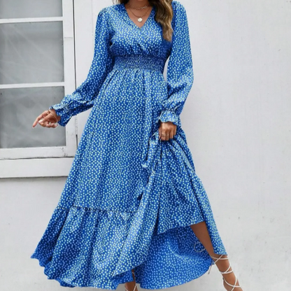 Women's - Bohemian Ruffle Dress - Lightweight Summer Fabric - Trendy Boho Style for Outings