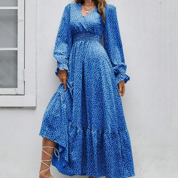 Women's - Bohemian Ruffle Dress - Lightweight Summer Fabric - Trendy Boho Style for Outings