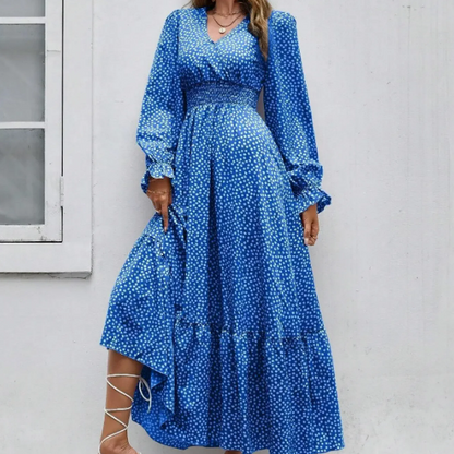 Women's - Bohemian Ruffle Dress - Lightweight Summer Fabric - Trendy Boho Style for Outings