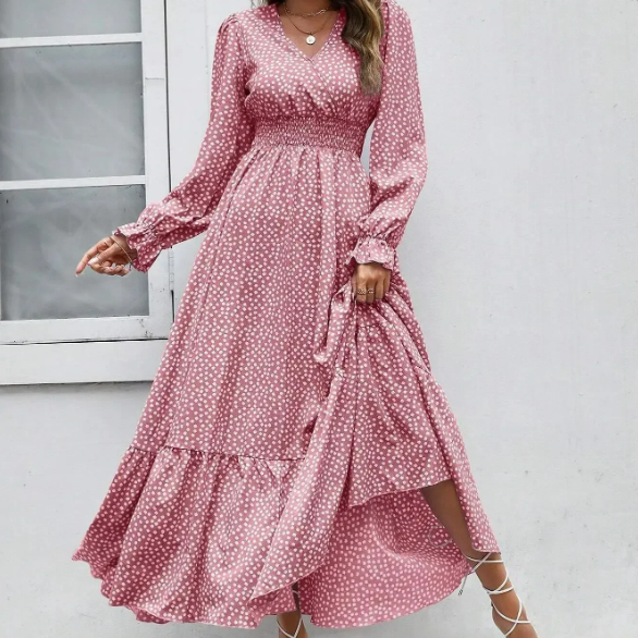 Women's - Bohemian Ruffle Dress - Lightweight Summer Fabric - Trendy Boho Style for Outings
