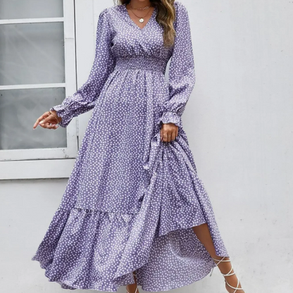 Women's - Bohemian Ruffle Dress - Lightweight Summer Fabric - Trendy Boho Style for Outings