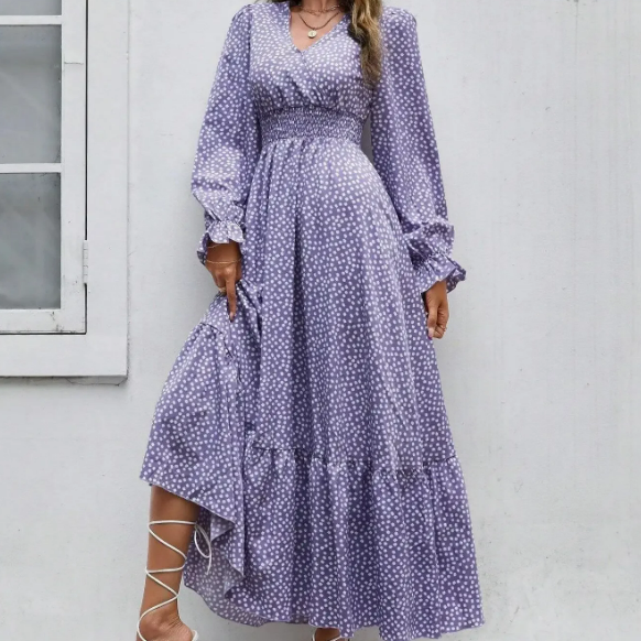 Women's - Bohemian Ruffle Dress - Lightweight Summer Fabric - Trendy Boho Style for Outings