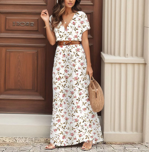 Women's - Maxi Floral Dress - Lightweight Breezy Fabric - Ideal for Summer Events and Outings - Perfect for Warm Weather
