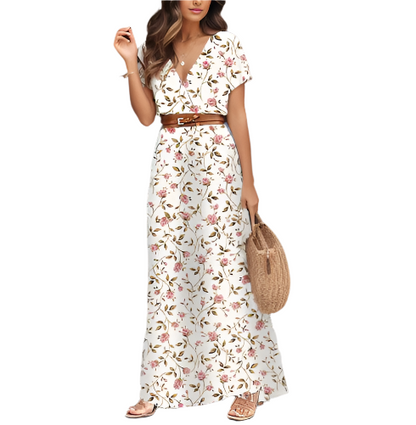 Women's - Maxi Floral Dress - Lightweight Breezy Fabric - Ideal for Summer Events and Outings - Perfect for Warm Weather