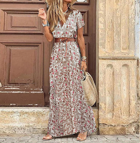 Women's - Maxi Floral Dress - Lightweight Breezy Fabric - Ideal for Summer Events and Outings - Perfect for Warm Weather