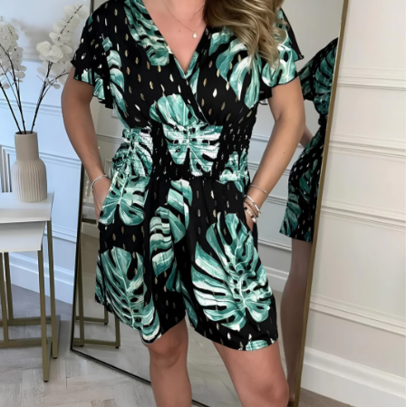 Women's - Floral Rompers - Lightweight & Comfortable Fabric - Trendy Summer Fashion Essential