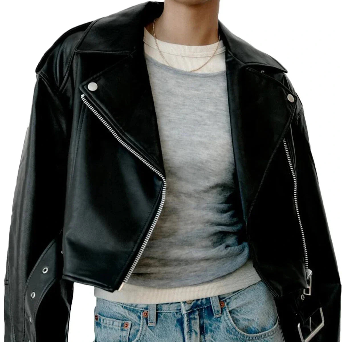 Women's - Classic Biker Jacket - Casual Style