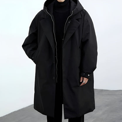 Men's - Stylish Trench Coat - Water-Resistant Fabric - Perfect for All Seasons