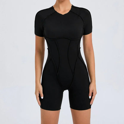 Women's - Sleek Performance Romper - Comfortable Stretch Fabric - Ideal for Active Wear and Casual Outings