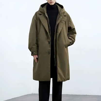 Men's - Stylish Trench Coat - Water-Resistant Fabric - Perfect for All Seasons