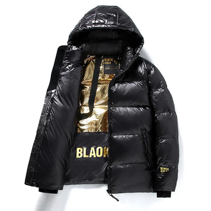 Men's - Black Hooded Puffer Jacket - Warm Winter Wear