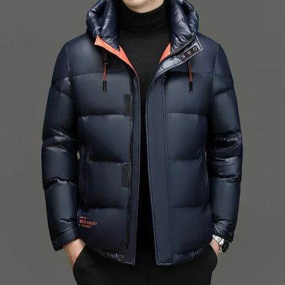 Men's - Hooded Winter Down Jacket - Warm & Stylish