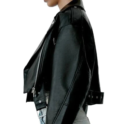 Women's - Classic Biker Jacket - Casual Style