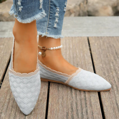 Women's - Knitted Flat Shoes - Comfortable & Stylish Footwear - Perfect for Everyday Wear
