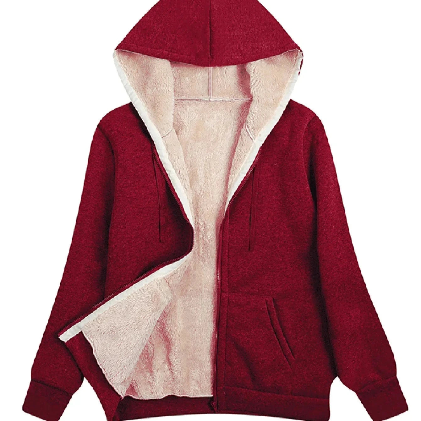 Women's - Hooded Fleece Jacket - Comfortable Long Sleeves