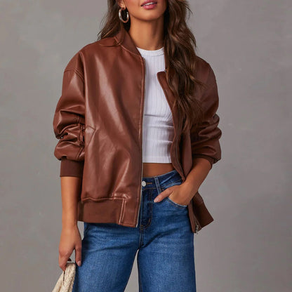 Women's - Oversized Casual Bomber Jacket - Stylish Fit