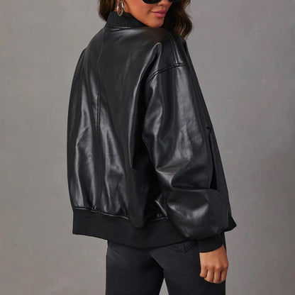 Women's - Oversized Casual Bomber Jacket - Stylish Fit