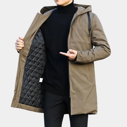 Men's - Elegant Waterproof Rain Jacket - Stylish Winter Outerwear