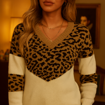 Women's - V-Neck Knitted Jumper - Soft Fabric