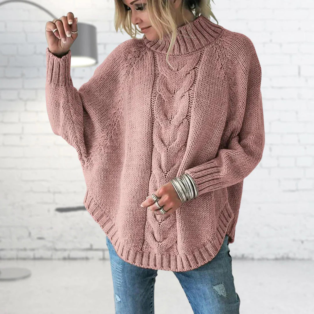 Women's - Turtleneck Knitted Jumper - Loose Fit Style