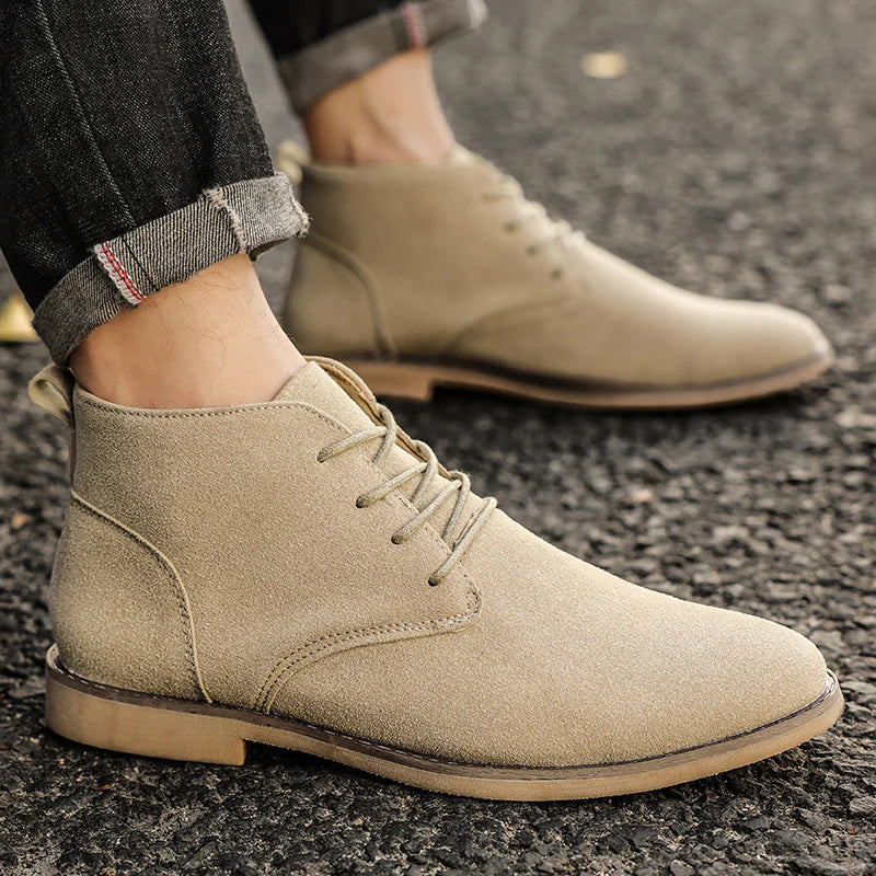 Men's - Suede Lace-Up Shoes - Classic Style