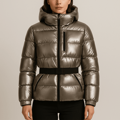 Women's - Belted Puffer Jacket - Warm, Stylish, and Versatile Outerwear