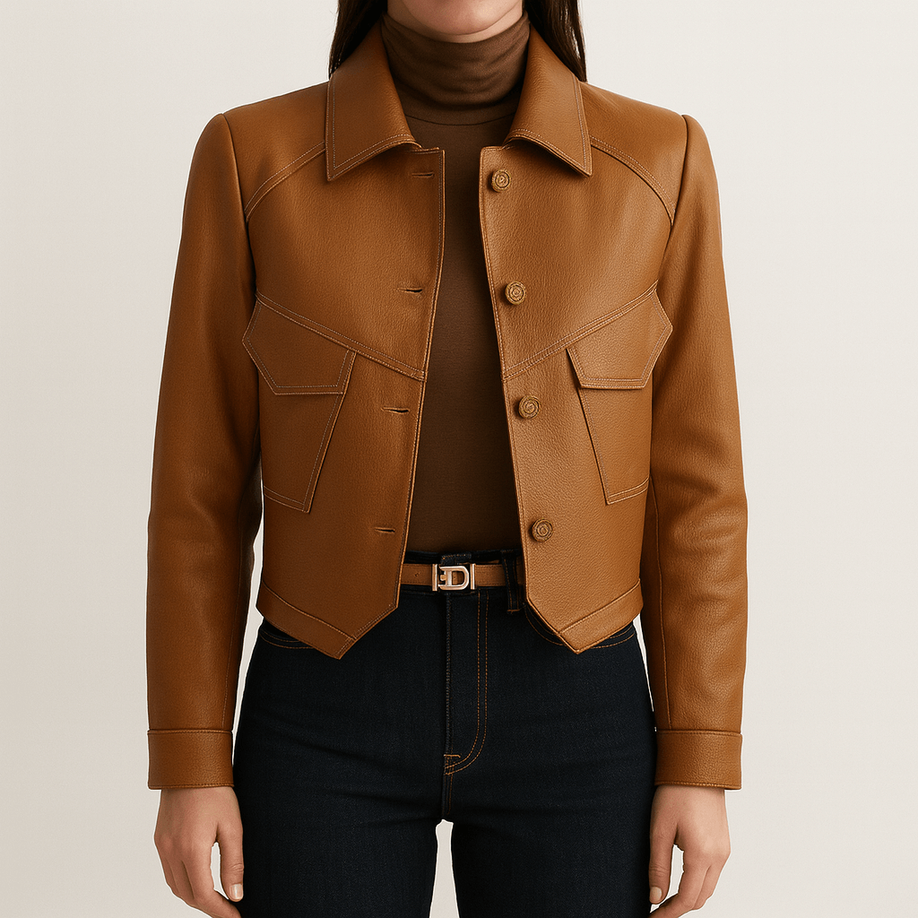 Women's - Brown Long Sleeve Jacket - Stylish Design