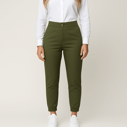 Women's - Casual Chino Trousers - Soft Cotton Blend