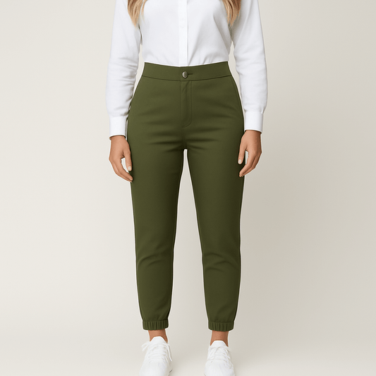 Women's - Casual Chino Trousers - Soft Cotton Blend