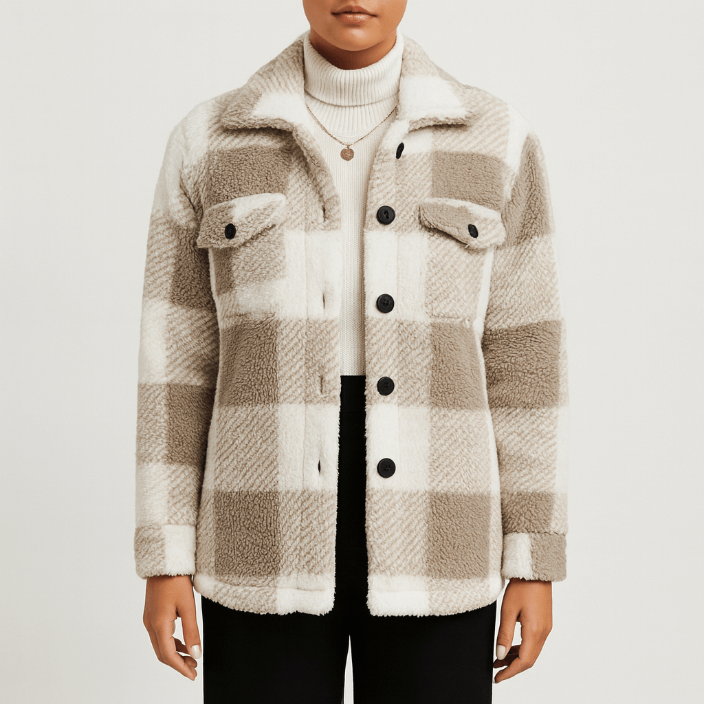 Women's - Checkered Fleece Jacket - Cosy & Warm