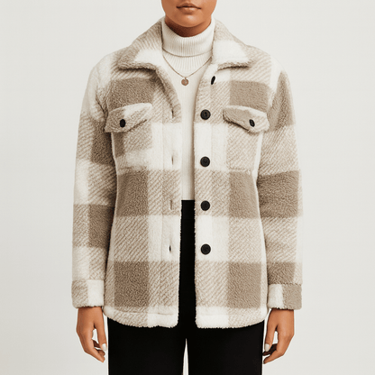 Women's - Checkered Fleece Jacket - Cosy & Warm