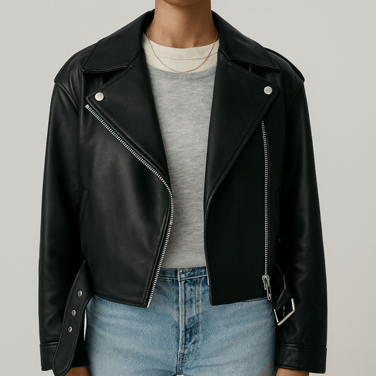 Women's - Classic Biker Jacket - Casual Style