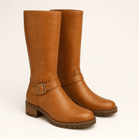 Women's - Classic Knee-High Boots with Buckle Detail