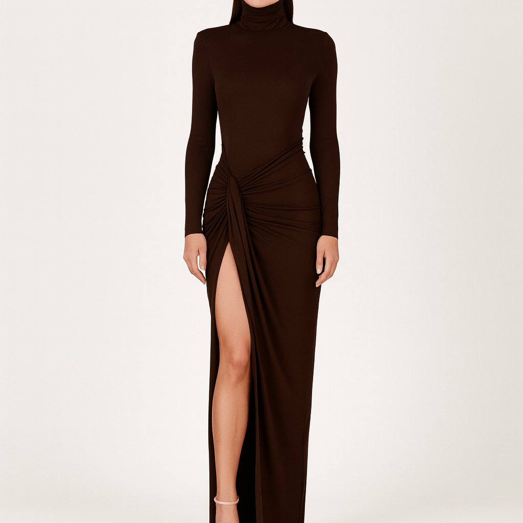Women's - Classy Ruched Maxi Dress - Elegant Style