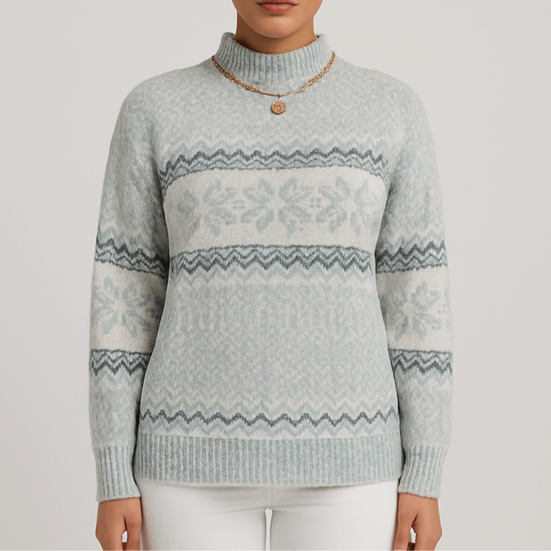 Women's - Cosy Knitted Jumper - Snowflake Design
