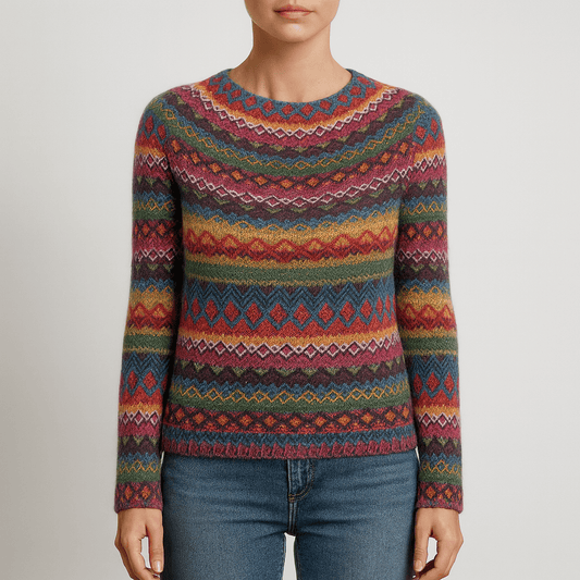 Women's - Cosy Multicoloured Striped Winter Jumper