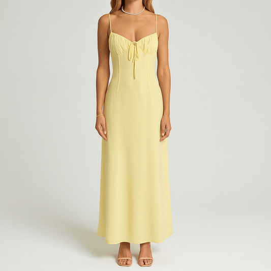 Women's - Elegant A-Line Dress with Knot Detail