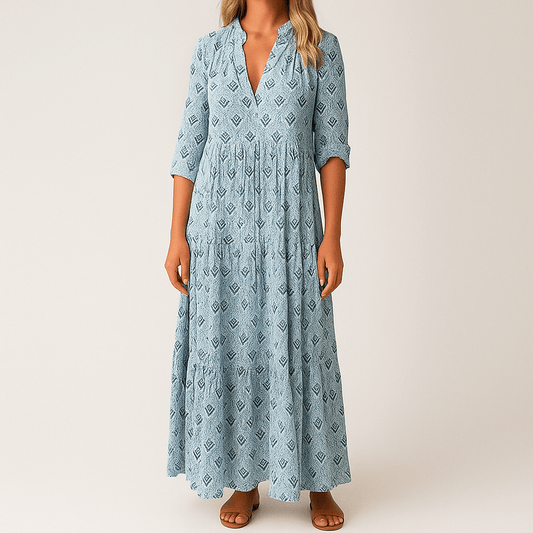 Women's - Elegant Boho Maxi Dress - Flowing Style