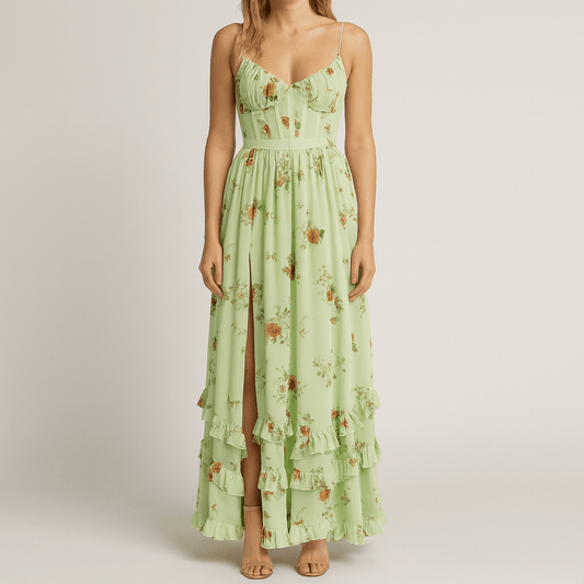Women's - Elegant Floral Maxi Dress - Summer Style
