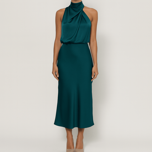 Women's - Elegant Halter Maxi Dress - Chic Style
