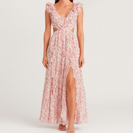 Women's - Floral Maxi Dress - Elegant Style