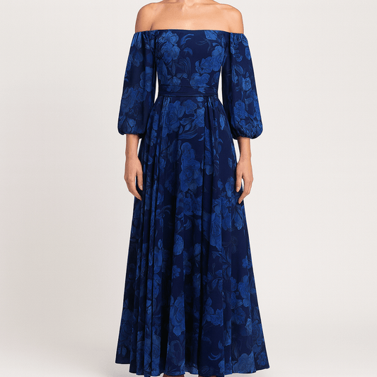 Women's - Floral Off-Shoulder Maxi Dress - Summer Style