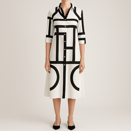 Women's - Geometric Print Dress - Chic & Stylish