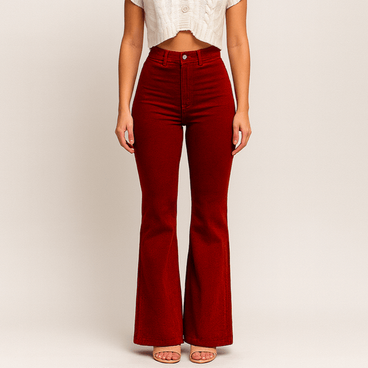 Women's - High Waist Flare Pants - Elegant Style