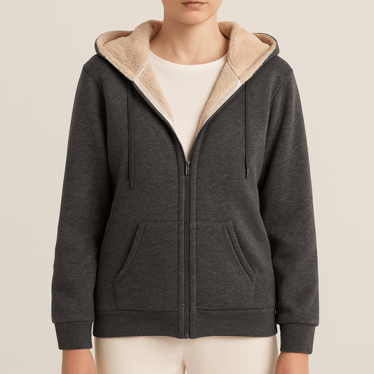 Women's - Hooded Fleece Jacket - Comfortable Long Sleeves