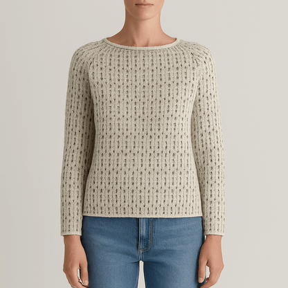 Women's - Knitted Jumper - Elegant Grey Long Sleeve