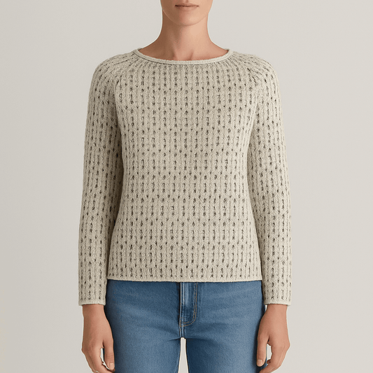 Women's - Knitted Jumper - Elegant Grey Long Sleeve