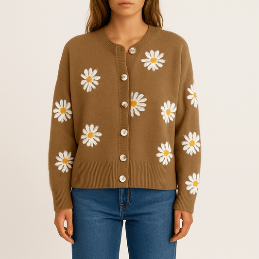 Women's - Knitted Jumper - Floral Long Sleeve